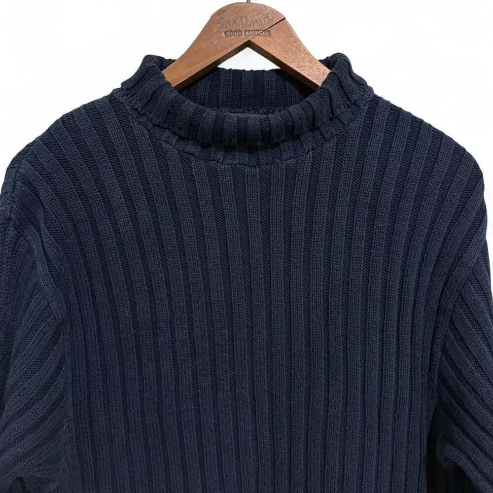 Abercrombie & Fitch Vintage Heavy Ribbed Mock Neck Sweater XL Navy Blue USA